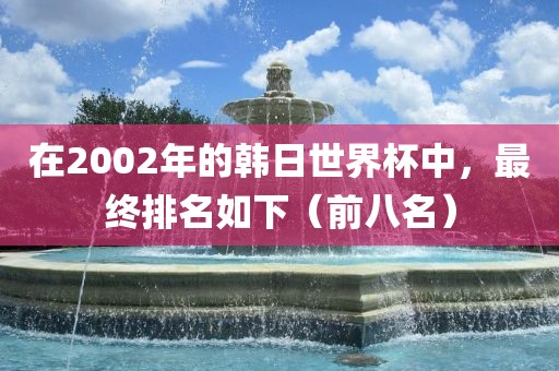 在2002年的韩日世界杯中，最终排名如下（前八名）