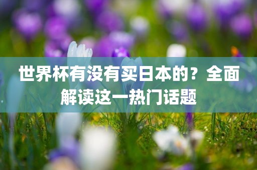 世界杯有没有买日本的？全面解读这一热门话题吉安市靖泰电力工程有限公司