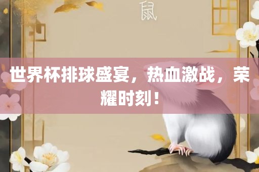 世界杯排球盛宴，热血激战，荣耀时刻！