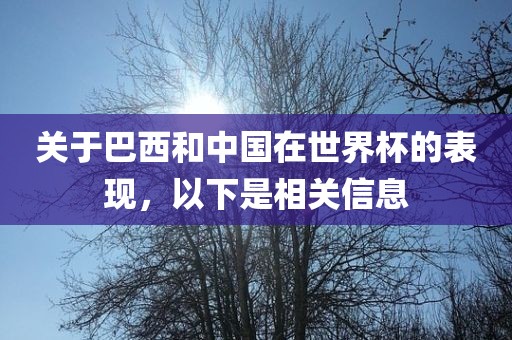 关于巴西和中国在世界杯的表现，以下是相关信息