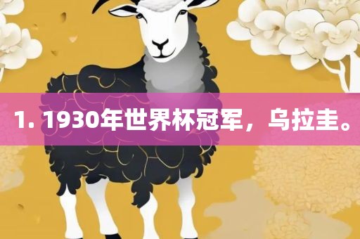 1. 1930年世界杯冠军，乌拉圭。