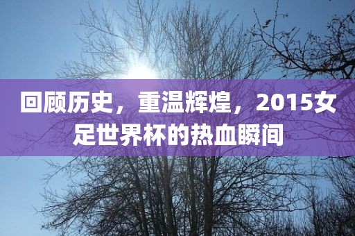 回顾历史，重温辉煌，2015女足世界杯的热血瞬间