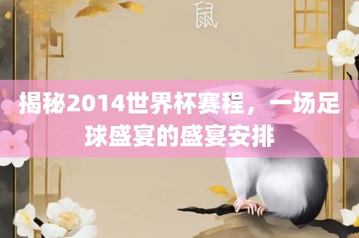 揭秘2014世界杯赛程，一场足球盛宴的盛宴安排
