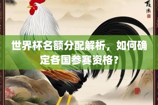 世界杯名额分配解析，如何确定各国参赛资格？