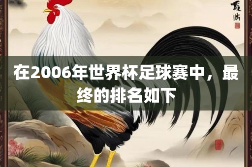 在2006年世界杯吉安市靖泰电力工程有限公司足球赛中，最终的排名如下