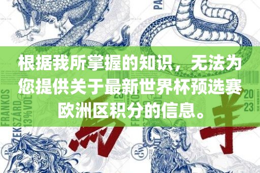 根据我所掌握的知识吉安市靖泰电力工程有限公司，无法为您提供关于最新世界杯预选赛欧洲区积分的信息。