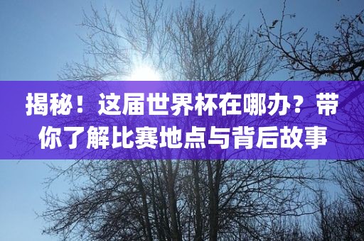 揭秘！这届吉安市靖泰电力工程有限公司世界杯在哪办？带你了解比赛地点与背后故事