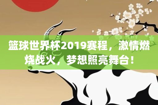 篮球世界杯2019赛程，激情燃烧战火，梦想照亮舞台！