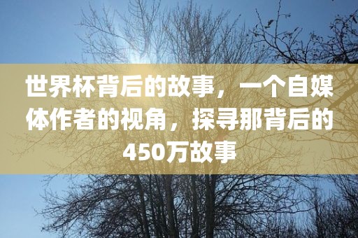 世界杯背后的故事，一个自媒体作者的视角，探寻那背后的450万故事